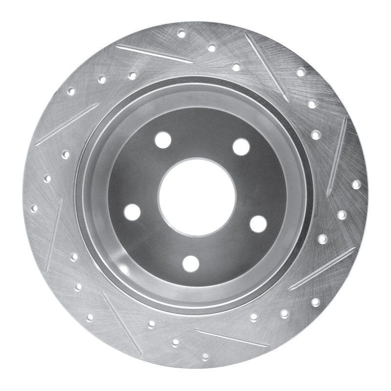 Jeep Grand Cherokee Brake Rotor (1) - Rear Left - R1 Concepts - Drilled & Slotted - Silver - `99-`04
